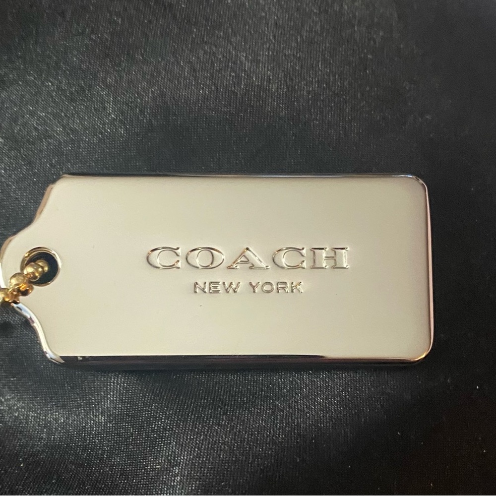Coach Metallic Silver Keychain with Gold Chain